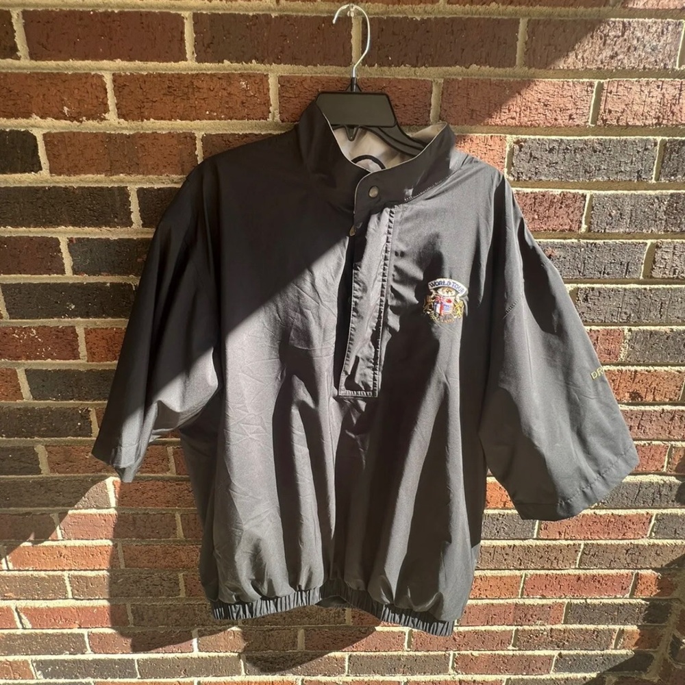 MeFootJoy DryJoys 1/4 Zip Pullover Black Rain & Wind Jacket Short Sleeve SZ  Lg.